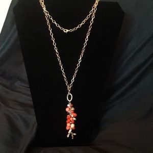 LOFT - Long Gold & Coral necklace - NWT!